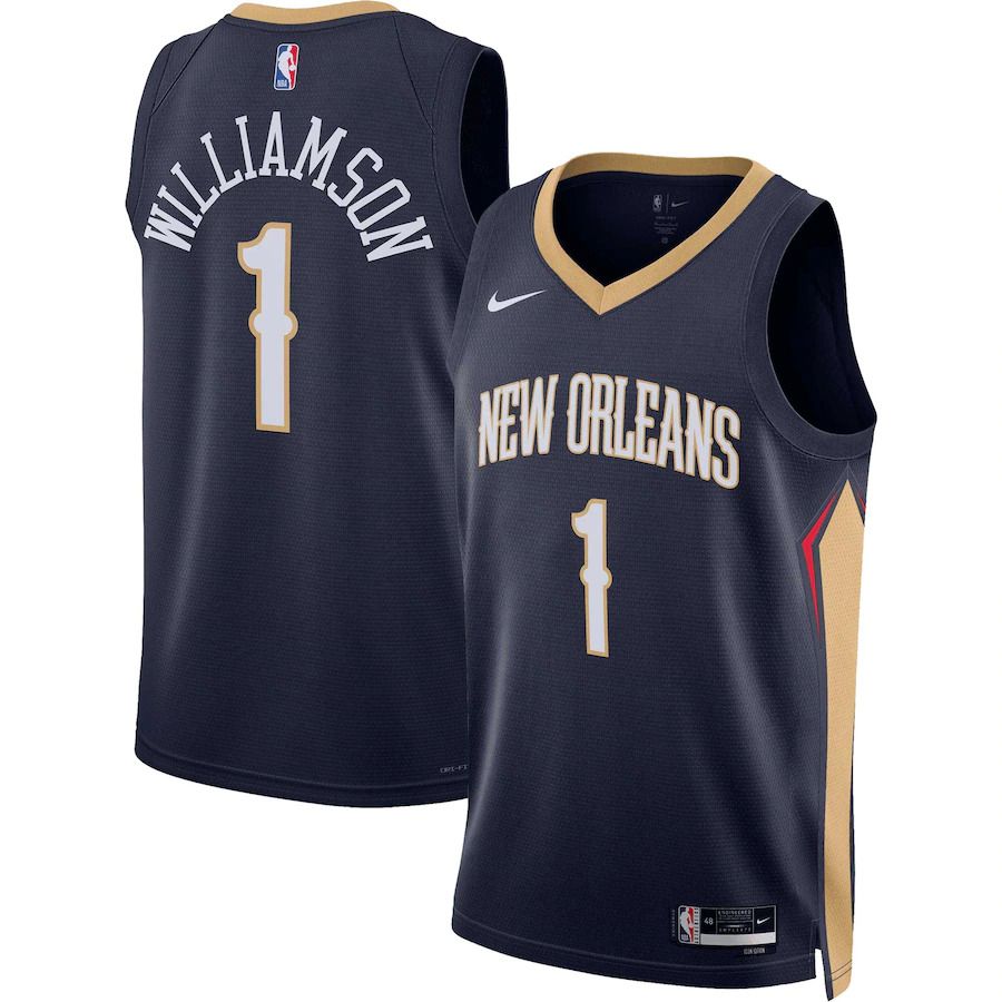 Men New Orleans Pelicans #1 Zion Williamson Nike Navy Icon Edition 2022-23 Swingman NBA Jersey->customized nba jersey->Custom Jersey